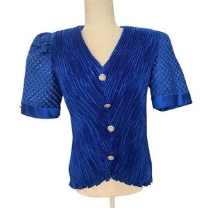 Neiman Marcus Womens Vintage Blue Stretchy Evening Top